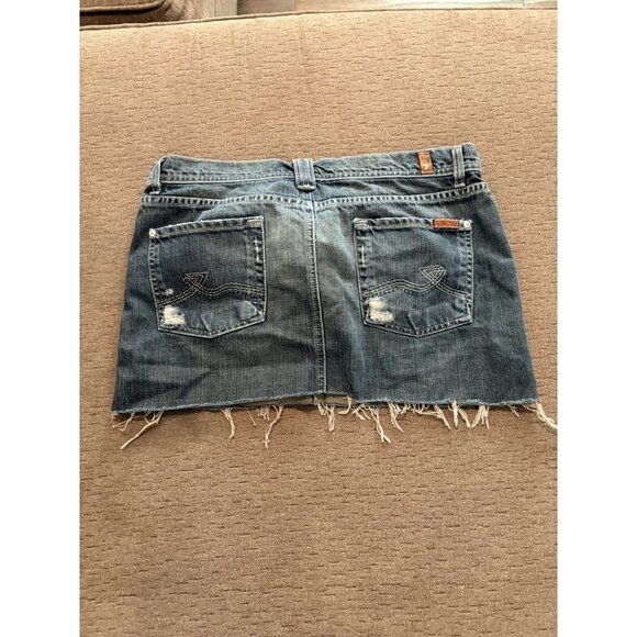7 For All Mankind Jean Denim Micro Mini Skirt Y2K Vintage Cute It Girl - Picture 13 of 13